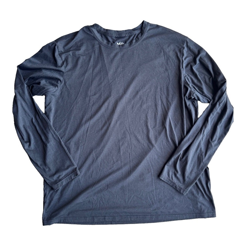 XL REI Co-Op Mens Sahara Long-Sleeve Hike T-Shirt Black Heather Stretch